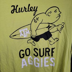 Hurley SS Neon Yellow Go Surf Aggies Texas A&M - Size XXL